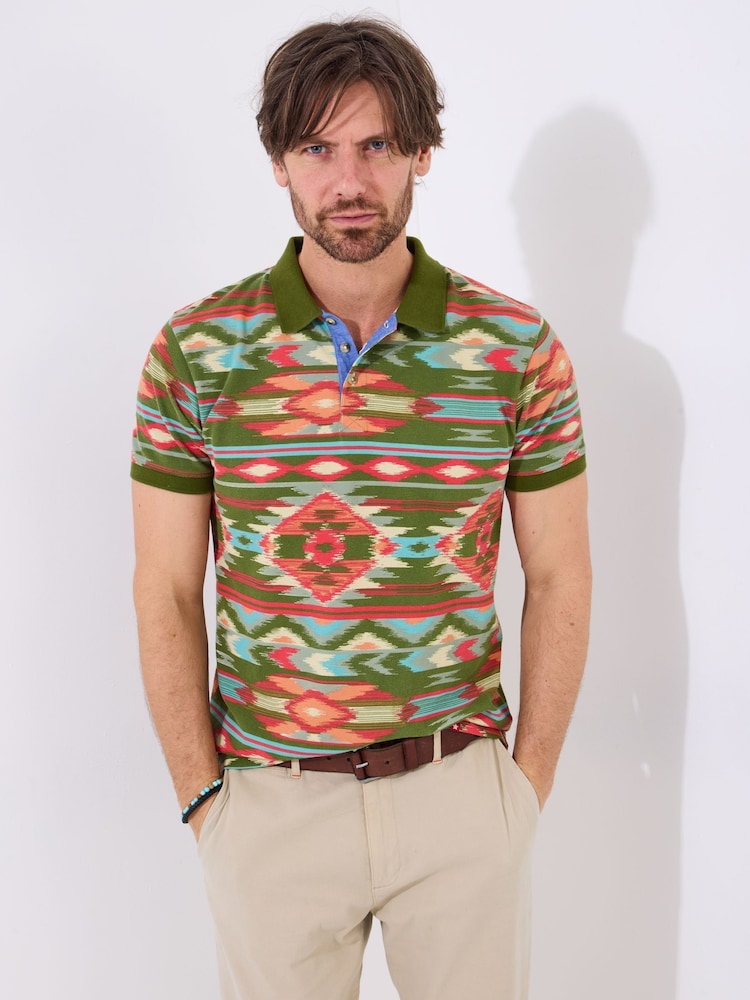Joe Browns Green Vibrant Print Polo Shirt - Image 2 of 7