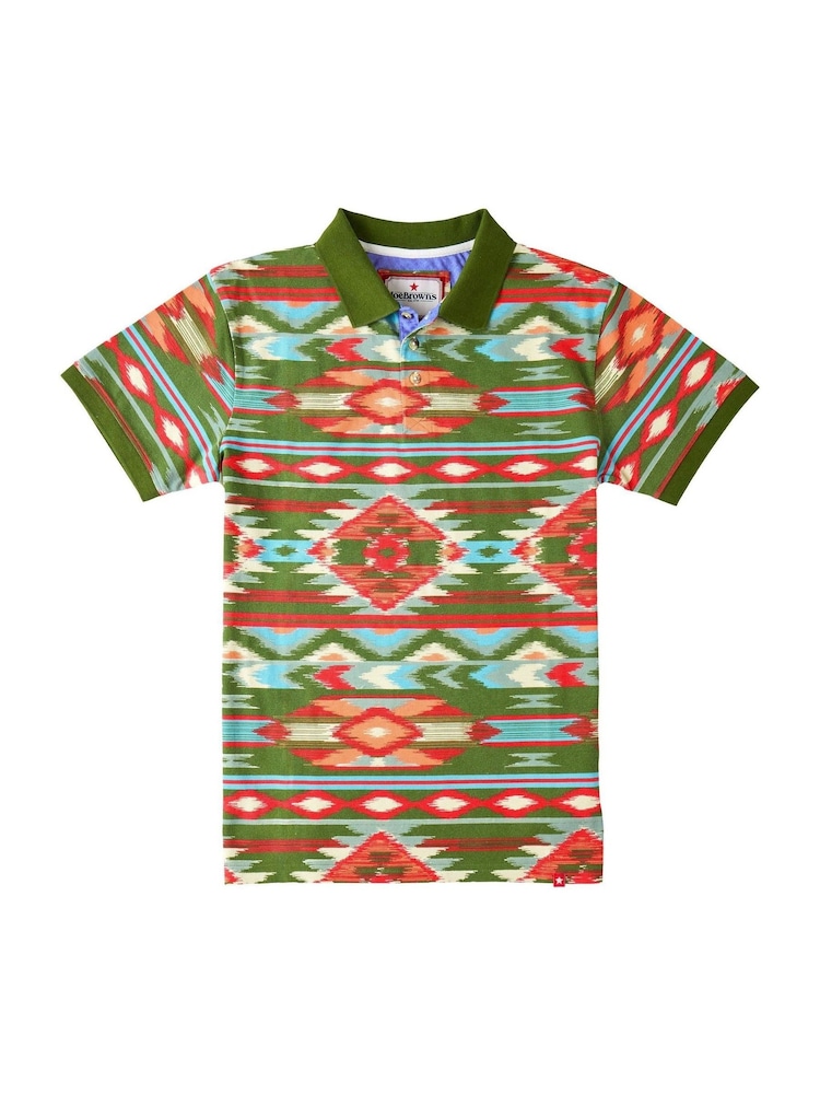 Joe Browns Green Vibrant Print Polo Shirt - Image 7 of 7