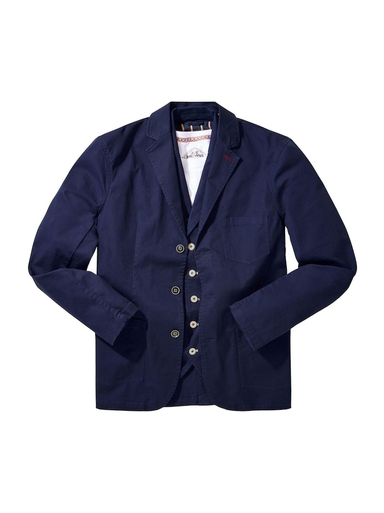 Joe Browns Blue Vintage Workwear Twill Blazer - Image 7 of 7
