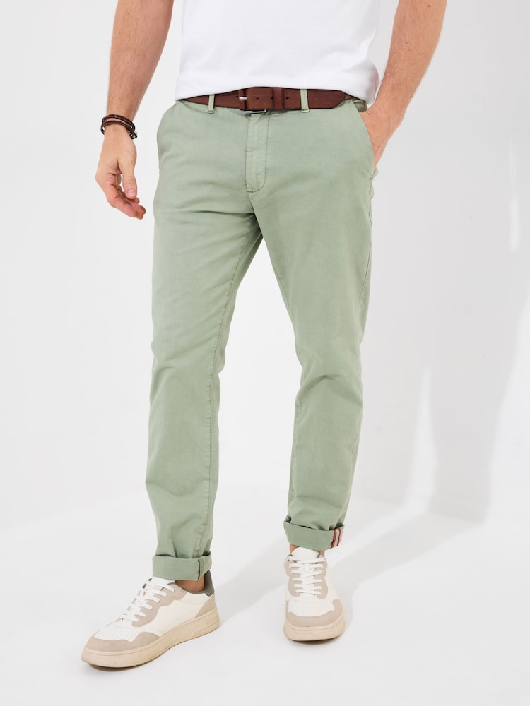 Joe Browns Green Washed Straight Leg Chino Trousers - Image 1 of 5