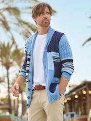 Joe Browns Blue Washed Cable Knit 100% Cotton Cardigan - Image 1 of 6
