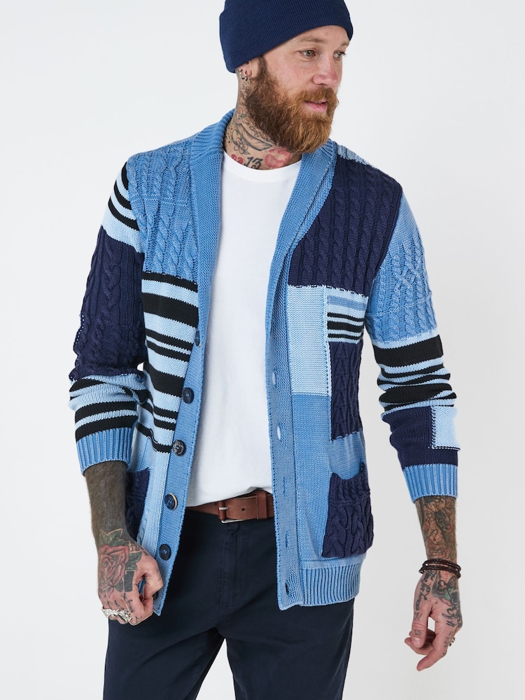 Joe Browns Blue Washed Cable Knit 100% Cotton Cardigan - Image 2 of 6
