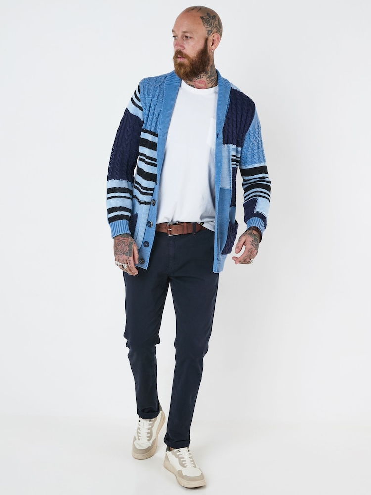 Joe Browns Blue Washed Cable Knit 100% Cotton Cardigan - Image 3 of 6