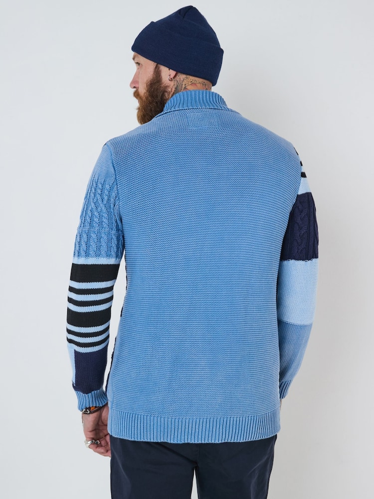 Joe Browns Blue Washed Cable Knit 100% Cotton Cardigan - Image 4 of 6
