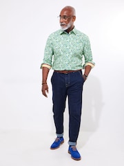 Joe Browns Green Summer Ditsy Floral Print Long Sleeve 100% Cotton Shirt - Image 3 of 5