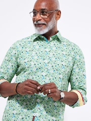 Joe Browns Green Summer Ditsy Floral Print Long Sleeve 100% Cotton Shirt - Image 4 of 5