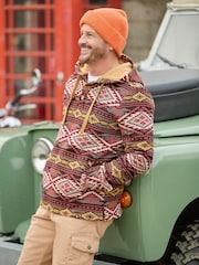 Joe Browns Red Print Warm Button Detail Hoodie - Image 2 of 7