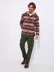 Joe Browns Red Print Warm Button Detail Hoodie - Image 4 of 7