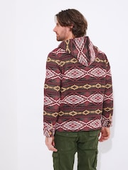 Joe Browns Red Print Warm Button Detail Hoodie - Image 5 of 7