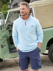 Joe Browns Blue Washed Quarter Zip 100% Cotton Sweatshirt - Image 2 of 7