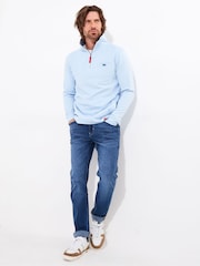 Joe Browns Blue Washed Quarter Zip 100% Cotton Sweatshirt - Image 5 of 7