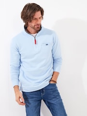 Joe Browns Blue Washed Quarter Zip 100% Cotton Sweatshirt - Image 6 of 7
