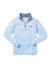 Joe Browns Blue Washed Quarter Zip 100% Cotton Sweatshirt - Image 7 of 7