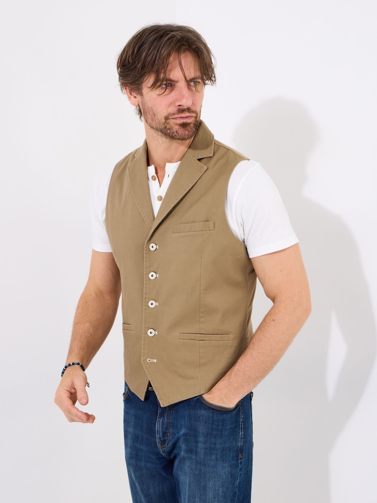 Joe Browns Brown Vintage Workwear Twill Waistcoat - Image 1 of 6