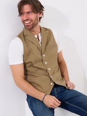 Joe Browns Brown Vintage Workwear Twill Waistcoat - Image 4 of 6