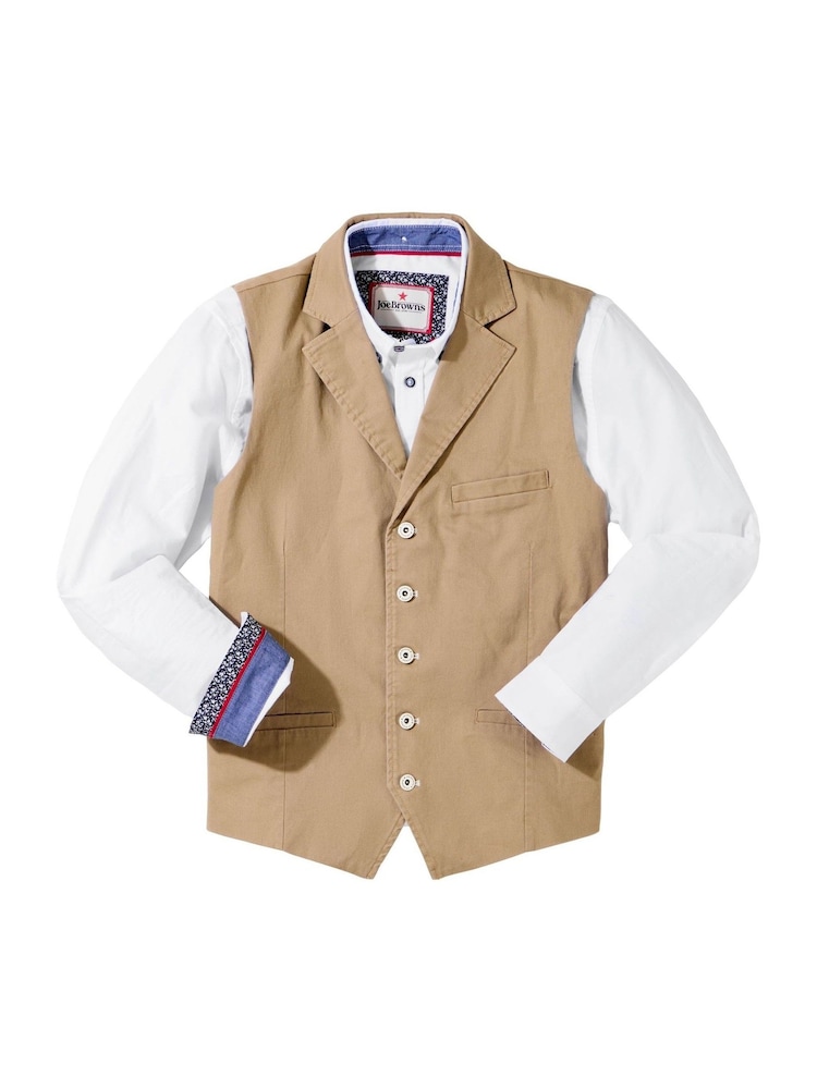 Joe Browns Brown Vintage Workwear Twill Waistcoat - Image 6 of 6