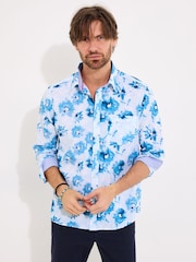 Joe Browns Blue Watercolour Floral Print 100% Cotton Shirt - Image 1 of 5