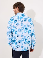 Joe Browns Blue Watercolour Floral Print 100% Cotton Shirt - Image 4 of 5