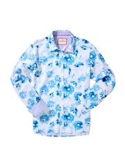 Joe Browns Blue Watercolour Floral Print 100% Cotton Shirt - Image 5 of 5