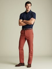 Charles Tyrwhitt Brown Slim Fit Smart Casual Chino  Trousers - Image 3 of 5