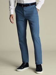 Charles Tyrwhitt Blue Slim Fit Smart Casual Chino Trousers - Image 1 of 5