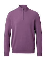 Charles Tyrwhitt Purple Cashmere Zip Neck Jumper - Image 3 of 5