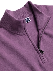 Charles Tyrwhitt Purple Cashmere Zip Neck Jumper - Image 4 of 5