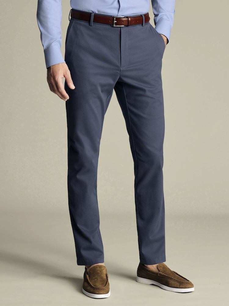 Charles Tyrwhitt Blue Classic Fit Smart Casual Chino Trousers - Image 2 of 5