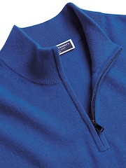 Charles Tyrwhitt Blue Cashmere Zip Neck Jumper - Image 4 of 5