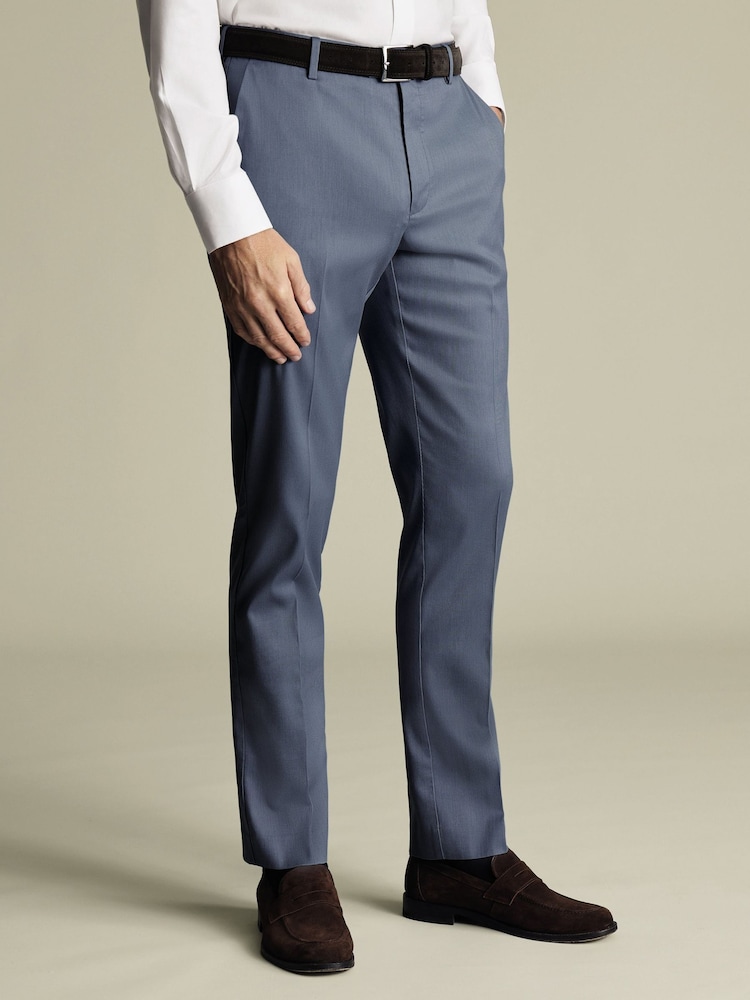 Charles Tyrwhitt Blue Slim Fit Smart Trousers - Image 1 of 5