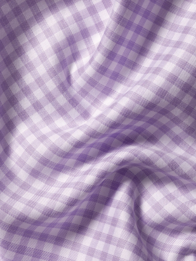 Charles Tyrwhitt Purple Slim Fit Cutaway Collar Non Iron Gingham 100% Cotton Shirt - Image 6 of 6