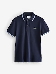 Lacoste Regular Fit Blue Fit L.12.12 Stripe Collar Piqué Polo Shirt - Image 1 of 1