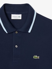 Lacoste Regular Fit Blue Fit L.12.12 Stripe Collar Piqué Polo Shirt - Image 2 of 3