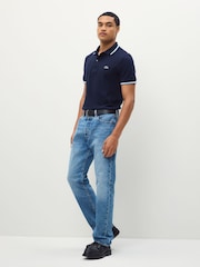 Lacoste Blue Regular Fit Fit L.12.12 Stripe Collar Piqué Polo Shirt - Image 4 of 7