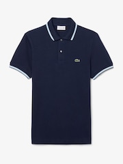 Lacoste Blue Regular Fit Fit L.12.12 Stripe Collar Piqué Polo Shirt - Image 5 of 7