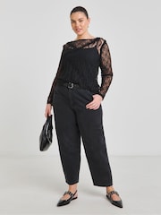 Simply Be Black Lace Mesh Top - Image 4 of 4