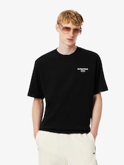 Lacoste Black Loose Fit Heavy Jersey Printed T-Shirt - Image 1 of 4