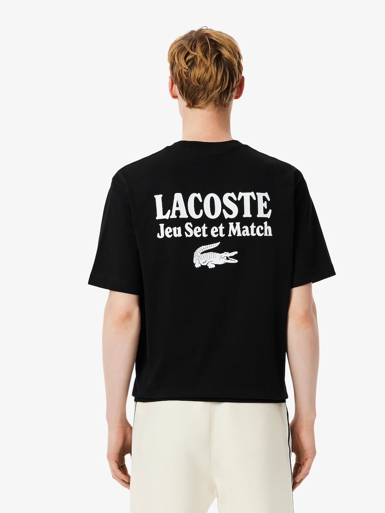 Lacoste Black Loose Fit Heavy Jersey Printed T-Shirt - Image 2 of 4