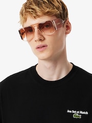 Lacoste Black Loose Fit Heavy Jersey Printed T-Shirt - Image 3 of 4