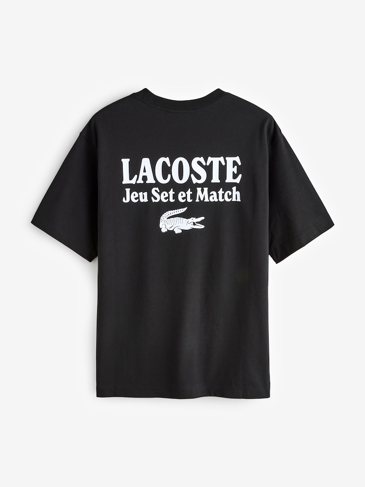 Lacoste Black Loose Fit Heavy Jersey Printed T-Shirt - Image 4 of 4