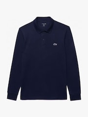 Lacoste Regular Fit Long Sleeve Cotton Ottoman Black Polo Shirt - Image 1 of 2