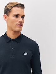 Lacoste Black Regular Fit Long Sleeve Cotton Ottoman Polo Shirt - Image 3 of 5