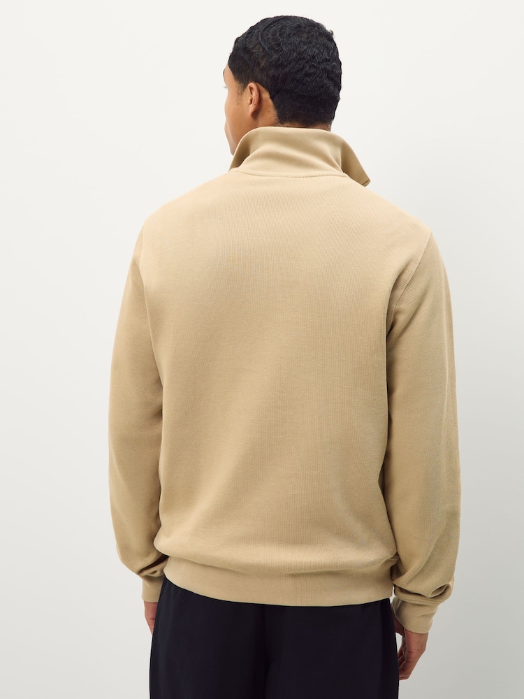 Lacoste Brown Regular Fit High Neck Zipped Sweatshirt - Image 2 of 5