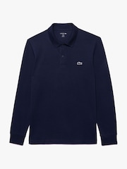 Lacoste Blue Regular Fit Long Sleeve Cotton Ottoman Polo Shirt - Image 1 of 2