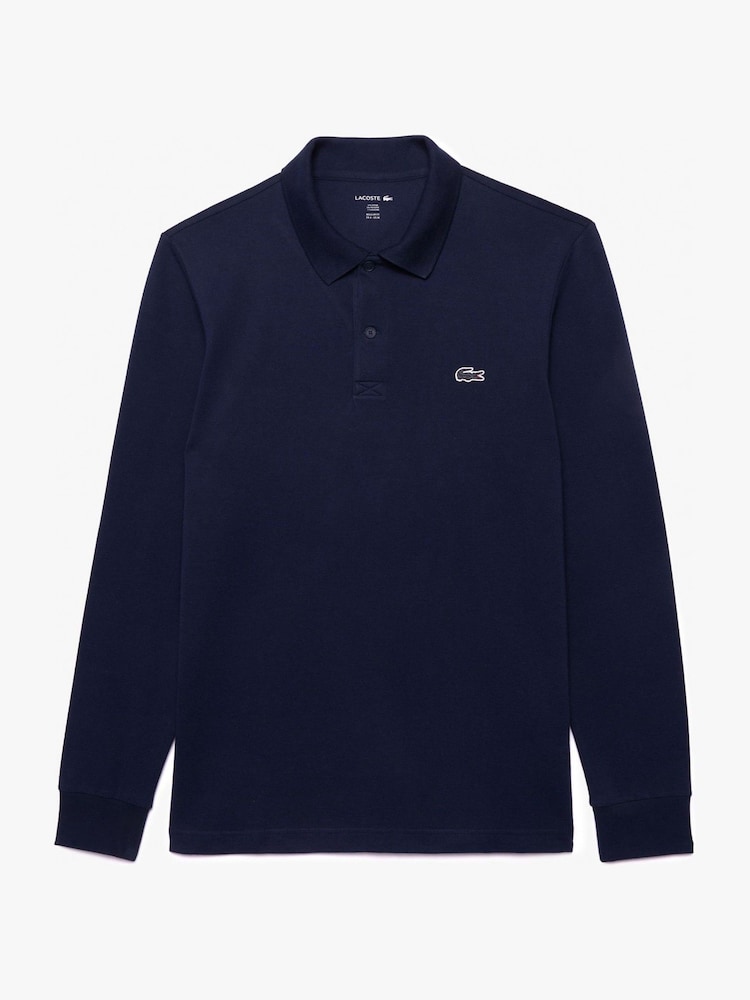 Lacoste Blue Regular Fit Long Sleeve Cotton Ottoman Polo Shirt - Image 1 of 2