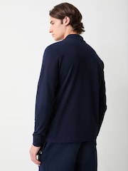 Lacoste Blue Regular Fit Long Sleeve Cotton Ottoman Polo Shirt - Image 3 of 6
