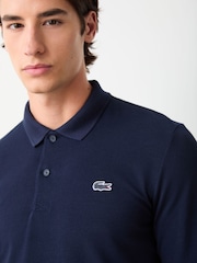 Lacoste Blue Regular Fit Long Sleeve Cotton Ottoman Polo Shirt - Image 4 of 6
