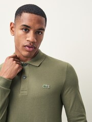 Lacoste Green Slim Fit Original L.12.12  Long Sleeve Polo Shirt - Image 4 of 4