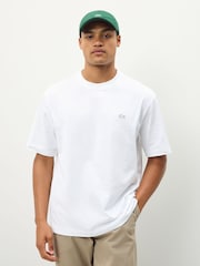 Lacoste White Loose Fit Heavy Cotton Jersey T-Shirt - Image 1 of 5