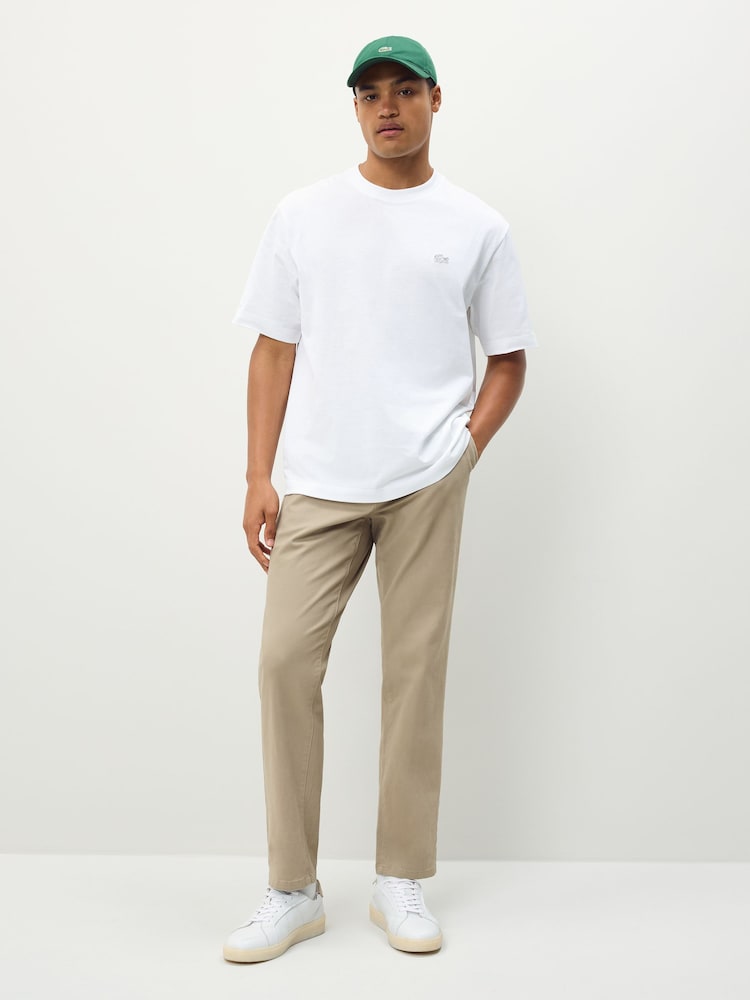 Lacoste White Loose Fit Heavy Cotton Jersey T-Shirt - Image 5 of 5